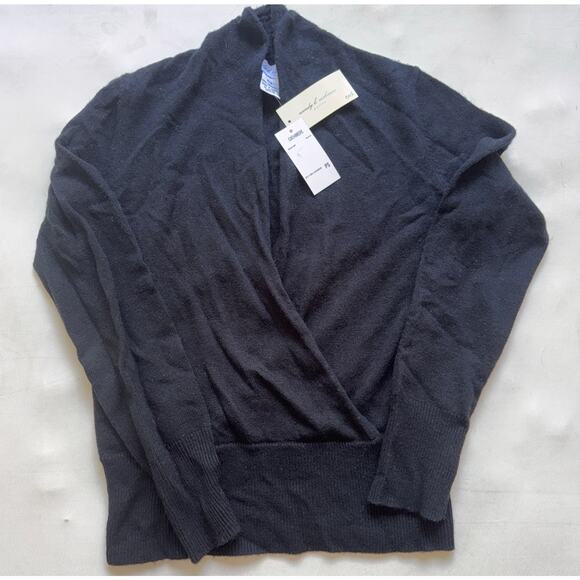 Wendy B 2-Ply 100% Cashmere Wrap Sweater Black Women’s Petite Small PS NWT - Picture 1 of 7